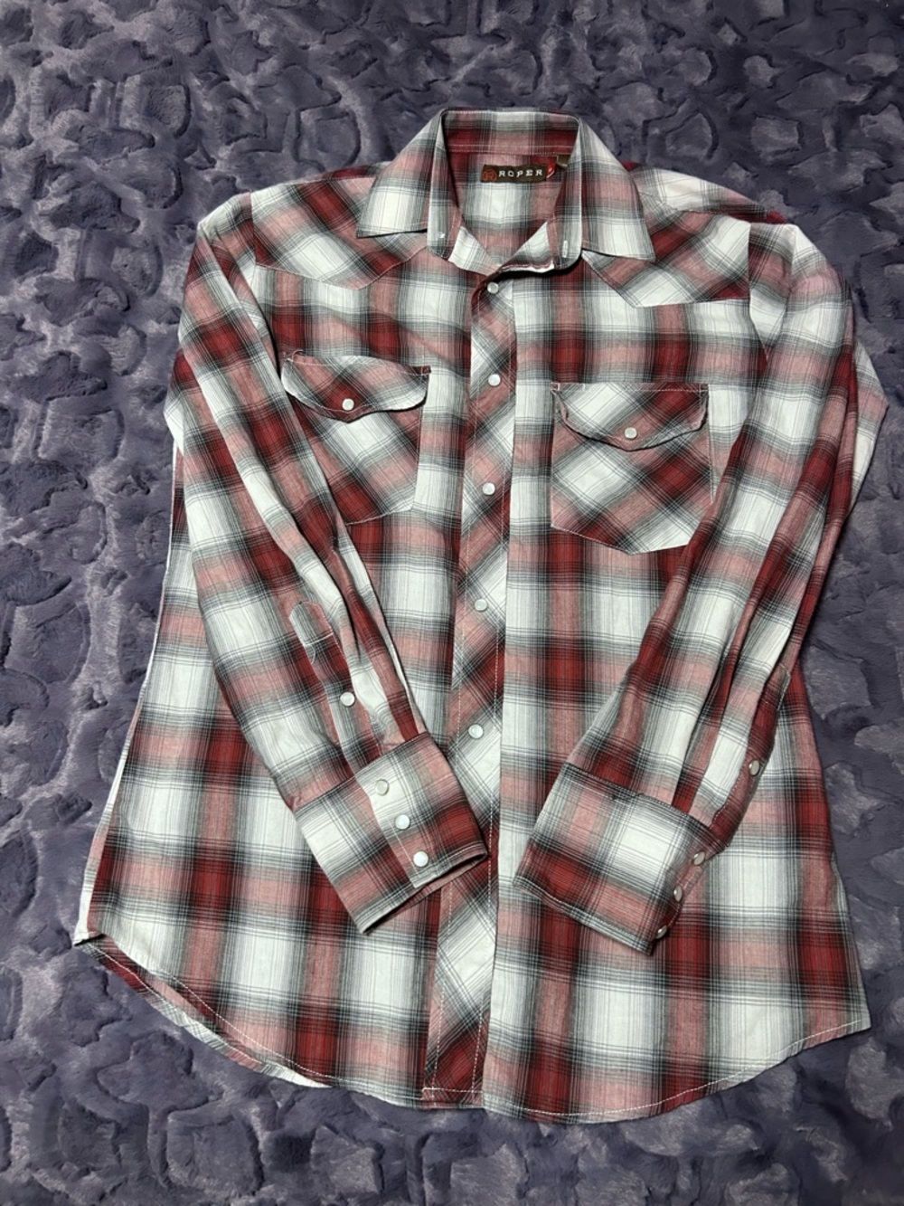 Roper Red and White Plaid Western Button-Down Shirt
